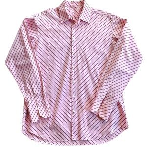 Luchiano Visconti Signature Series Button Front Striped Shirt with Flip Cuffs XL